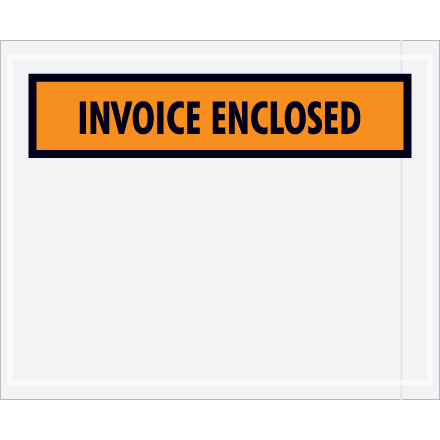 4 <span class='fraction'>1/2</span> x 5 <span class='fraction'>1/2</span>" Orange "Invoice Enclosed" Envelopes